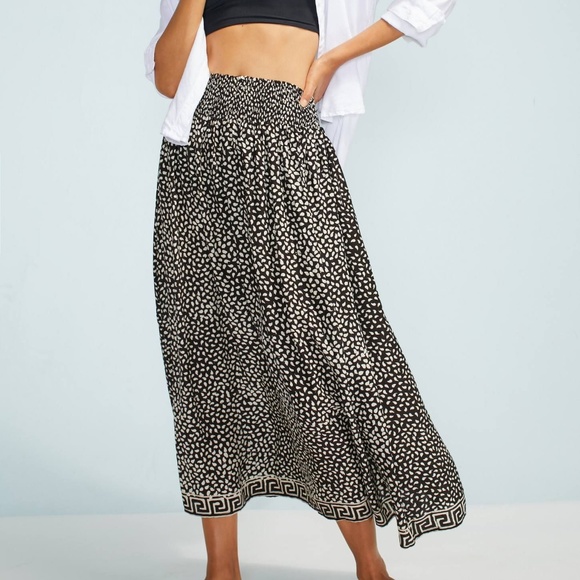 smocked waist maxi skirt